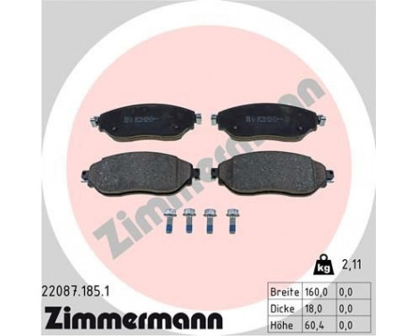 Brake Pad Set, disc brake 22087.185.1 Zimmermann, Image 2