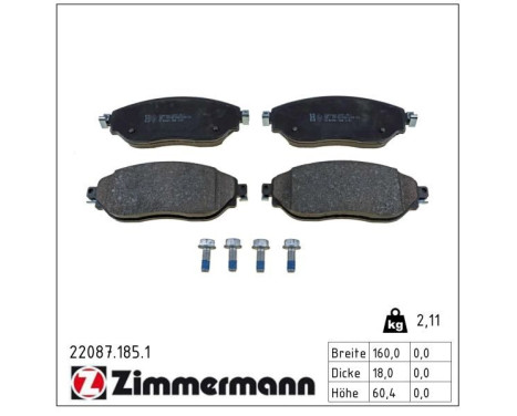 Brake Pad Set, disc brake 22087.185.1 Zimmermann, Image 2