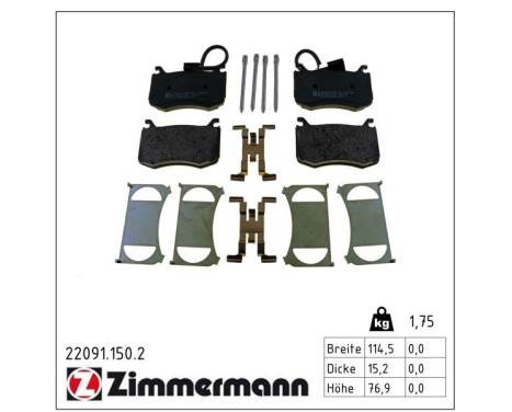 Brake Pad Set, disc brake 22091.150.2 Zimmermann