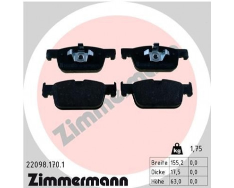 Brake Pad Set, disc brake 22098.170.1 Zimmermann