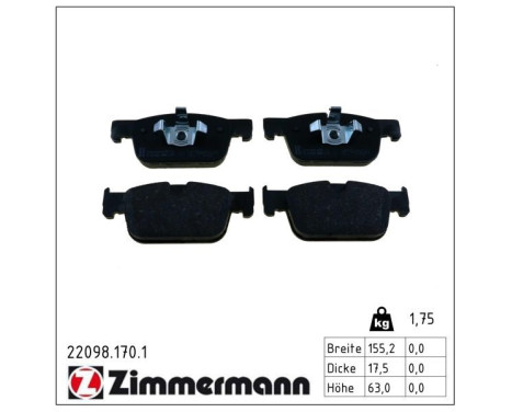 Brake Pad Set, disc brake 22098.170.1 Zimmermann