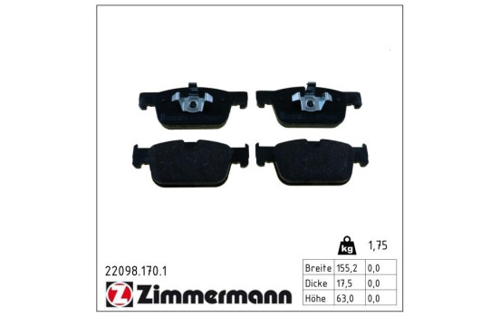 Brake Pad Set, disc brake 22098.170.1 Zimmermann