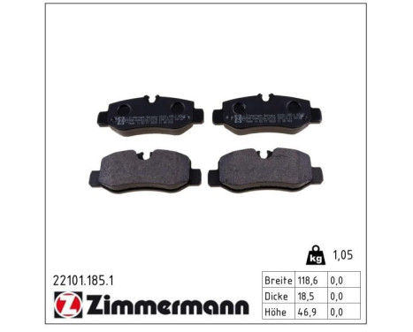 Brake Pad Set, disc brake 22101.185.1 Zimmermann, Image 2