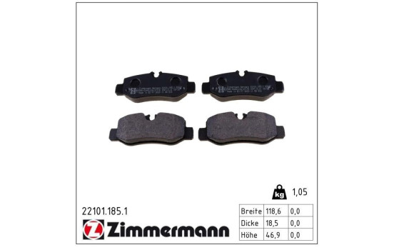 Brake Pad Set, disc brake 22101.185.1 Zimmermann, Image 2
