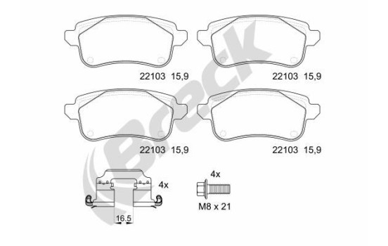 Brake pad set, disc brake 22103 00 704 00 Breck
