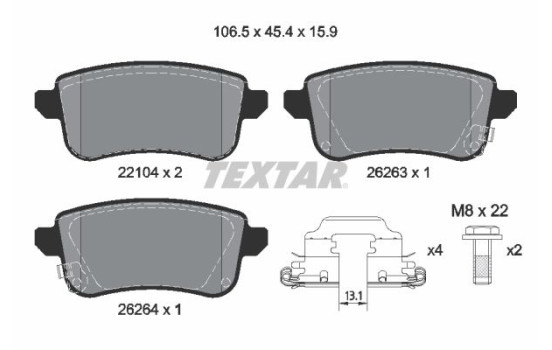 Brake pad set, disc brake 2210401 Textar