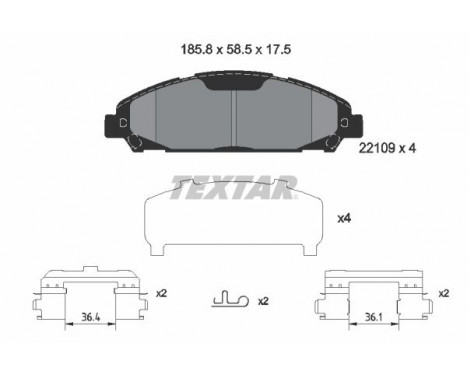 Brake Pad Set, disc brake 2210901 Textar