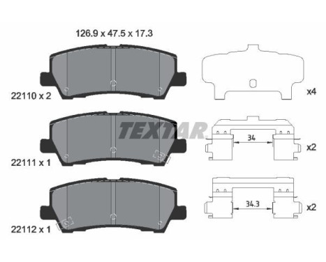 Brake pad set, disc brake 2211003 Textar