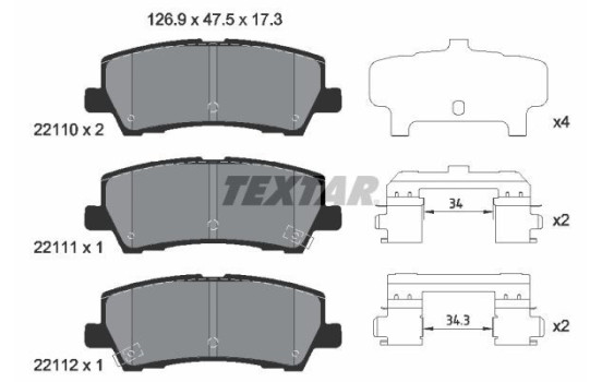 Brake pad set, disc brake 2211003 Textar
