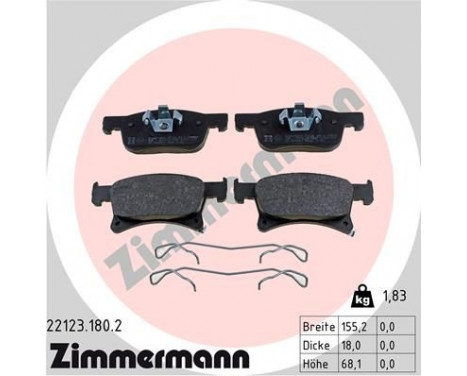 Brake Pad Set, disc brake 22123.180.2 Zimmermann, Image 2