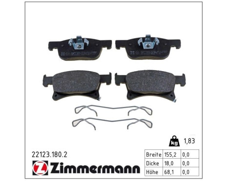 Brake Pad Set, disc brake 22123.180.2 Zimmermann, Image 2