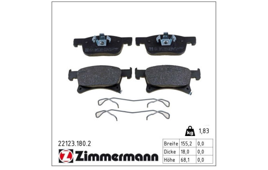 Brake Pad Set, disc brake 22123.180.2 Zimmermann, Image 2