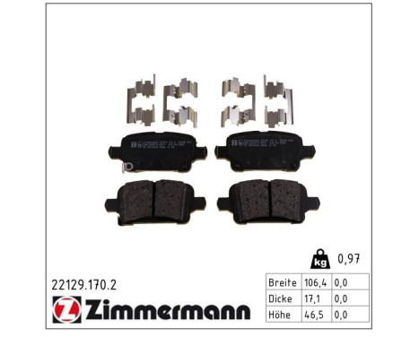 Brake Pad Set, disc brake 22129.170.2 Zimmermann