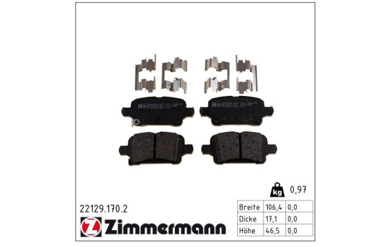 Brake Pad Set, disc brake 22129.170.2 Zimmermann