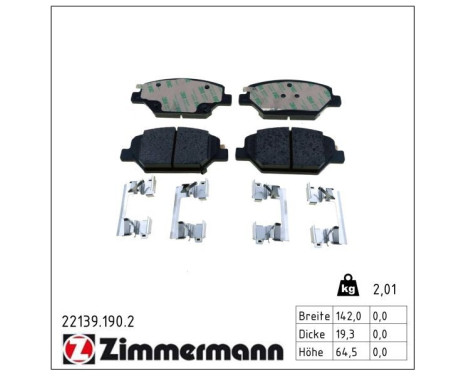 Brake Pad Set, disc brake 22139.190.2 Zimmermann