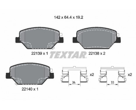 Brake Pad Set, disc brake 2213901 Textar