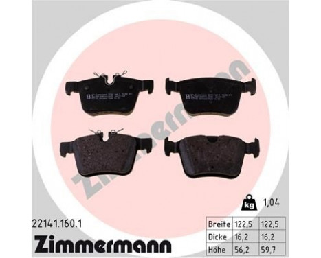 Brake Pad Set, disc brake 22141.160.1 Zimmermann, Image 2