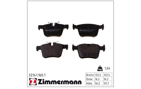 Brake Pad Set, disc brake 22141.160.1 Zimmermann, Image 2