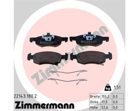 Brake Pad Set, disc brake 22143.180.2 Zimmermann, Image 2