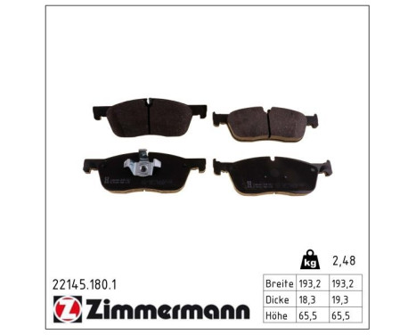 Brake Pad Set, disc brake 22145.180.1 Zimmermann, Image 2