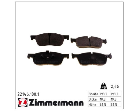 Brake Pad Set, disc brake 22146.180.1 Zimmermann, Image 2