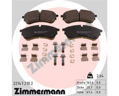 Brake Pad Set, disc brake 22147.210.2 Zimmermann