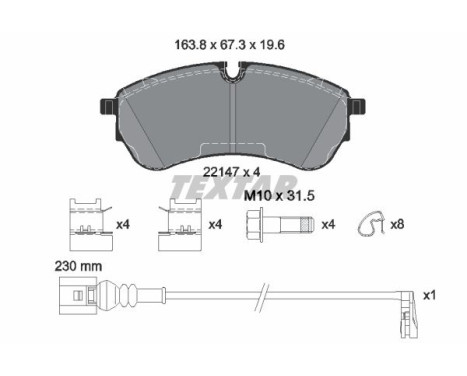 Brake pad set, disc brake 2214703 Textar