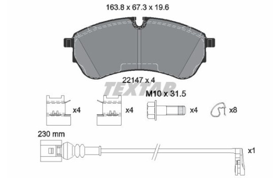 Brake pad set, disc brake 2214703 Textar