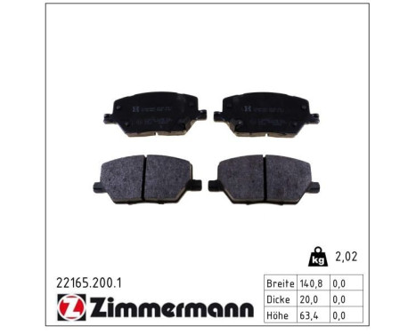 Brake Pad Set, disc brake 22165.200.1 Zimmermann, Image 2