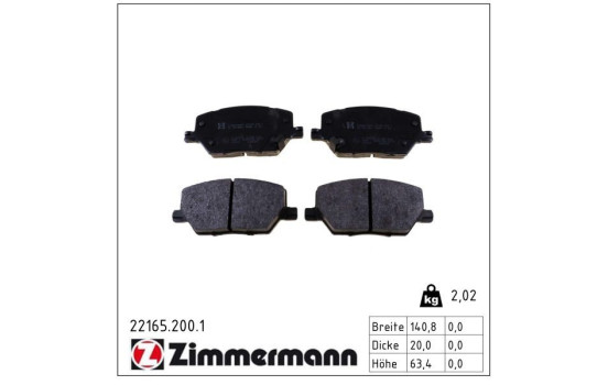 Brake Pad Set, disc brake 22165.200.1 Zimmermann, Image 2