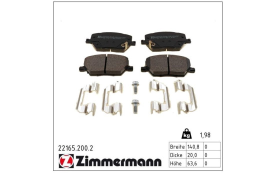 Brake Pad Set, disc brake 22165.200.2 Zimmermann