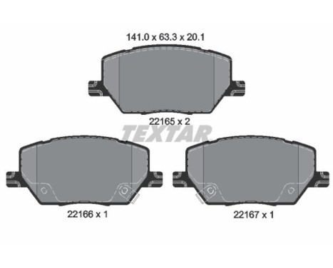 Brake pad set, disc brake 2216501 Textar