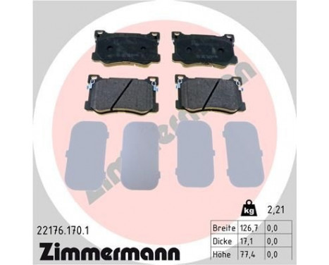 Brake Pad Set, disc brake 22176.170.1 Zimmermann