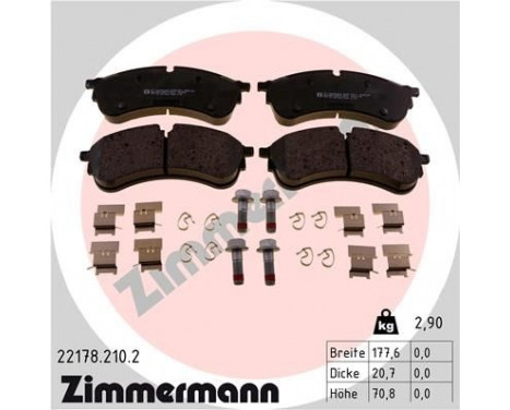 Brake Pad Set, disc brake 22178.210.2 Zimmermann