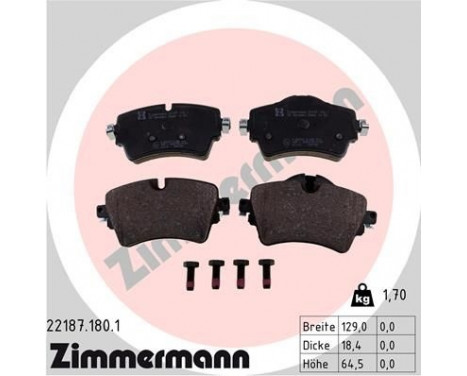 Brake Pad Set, disc brake 22187.180.1 Zimmermann, Image 2