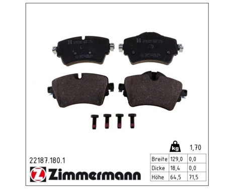 Brake Pad Set, disc brake 22187.180.1 Zimmermann, Image 2