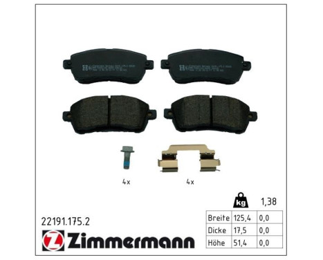 Brake pad set, disc brake 22191.175.2 Zimmermann