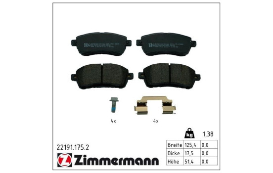 Brake pad set, disc brake 22191.175.2 Zimmermann