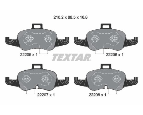 Brake pad set, disc brake 2220501 Textar