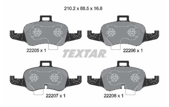 Brake pad set, disc brake 2220501 Textar