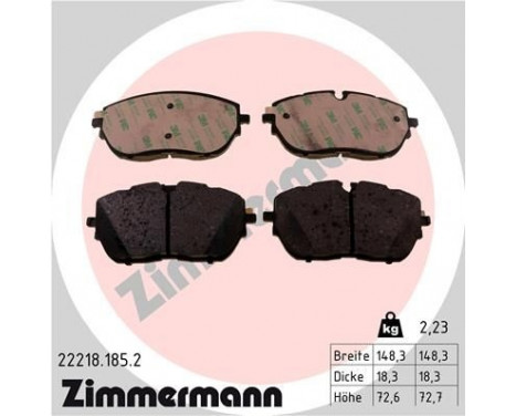 Brake Pad Set, disc brake 22218.185.2 Zimmermann