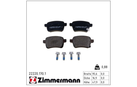 Brake Pad Set, disc brake 22220.170.1 Zimmermann, Image 2