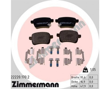 Brake Pad Set, disc brake 22220.170.2 Zimmermann, Image 2