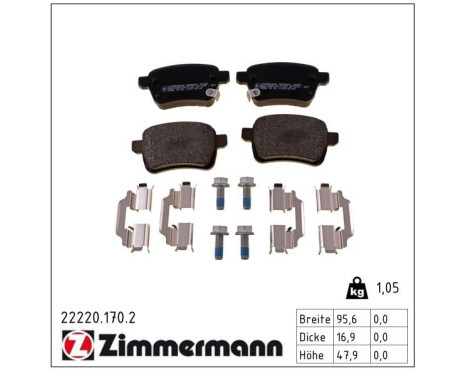 Brake Pad Set, disc brake 22220.170.2 Zimmermann, Image 2