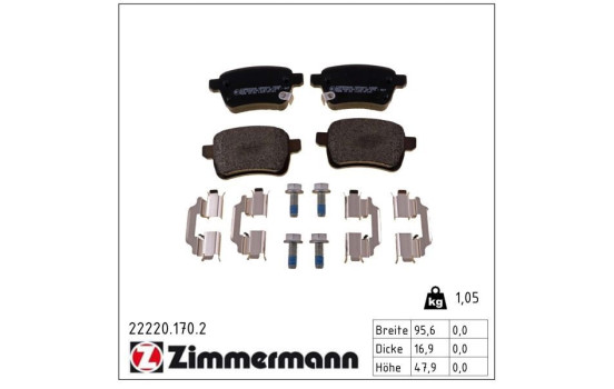 Brake Pad Set, disc brake 22220.170.2 Zimmermann, Image 2
