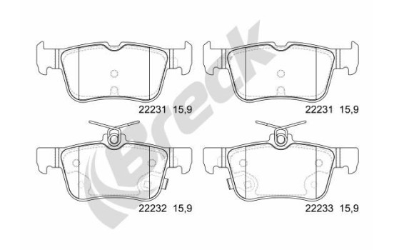 Brake pad set, disc brake 22231 00 702 00 Breck