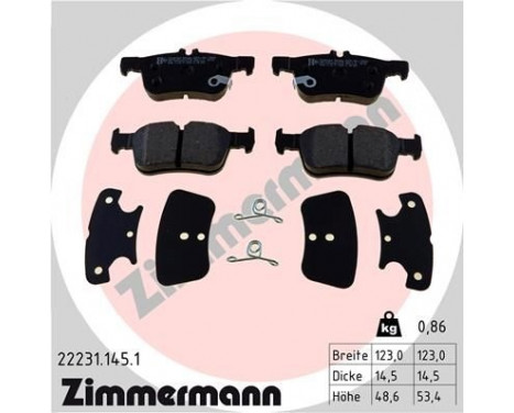 Brake Pad Set, disc brake 22231.145.1 Zimmermann