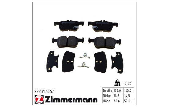 Brake Pad Set, disc brake 22231.145.1 Zimmermann