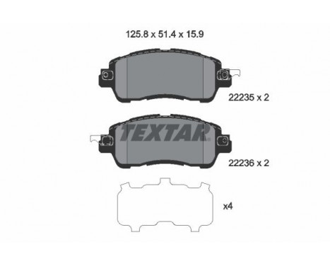 Brake Pad Set, disc brake 2223501 Textar