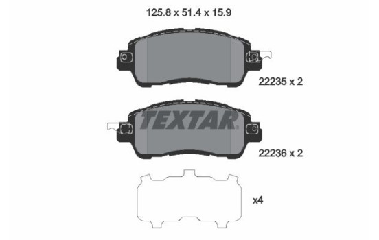 Brake Pad Set, disc brake 2223501 Textar